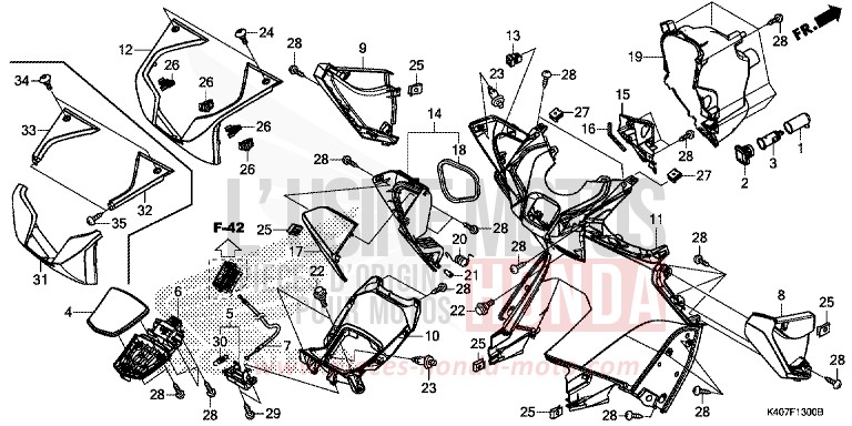 INNER COVER (NSS125DF/ADF/ADH) for Forza 125 MAT CYNOS GRAY METALLIC (NH312) from 2015